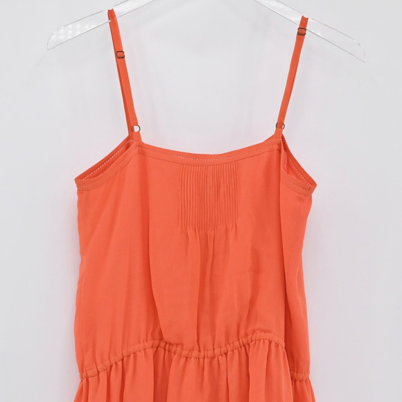 JOIE Womens Embroidered Silk Dress Size S Orange Boho Sleeveless Pin Tuck Lined - Picture 12 of 13